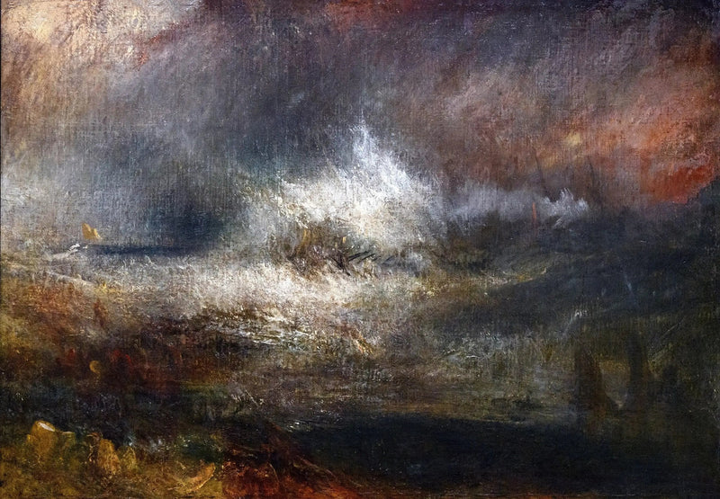 Stormy Sea with Blazing Wreck - J. M. W. Turner