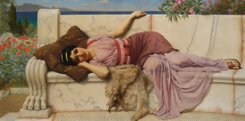 On the terrace - John William Godward