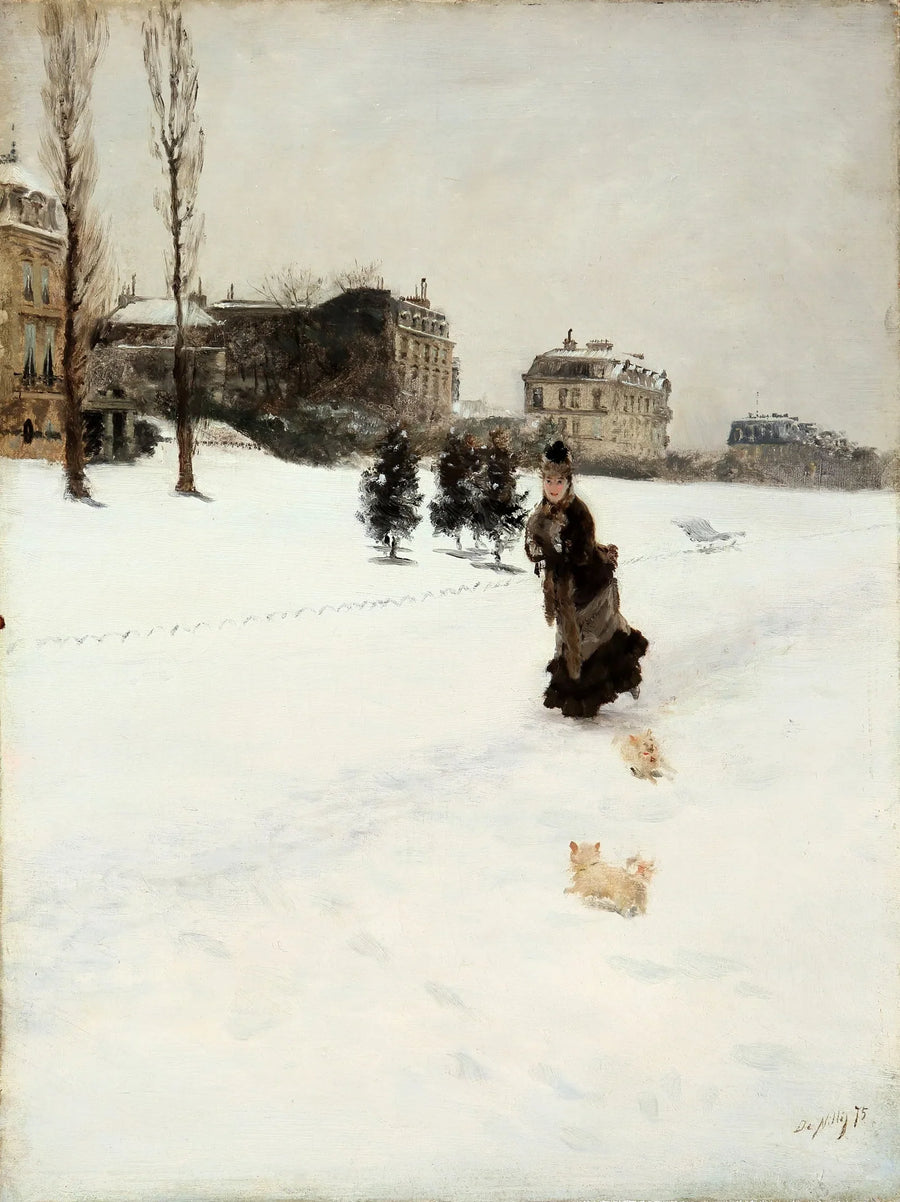 On the Snowy Path - Giuseppe De Nittis