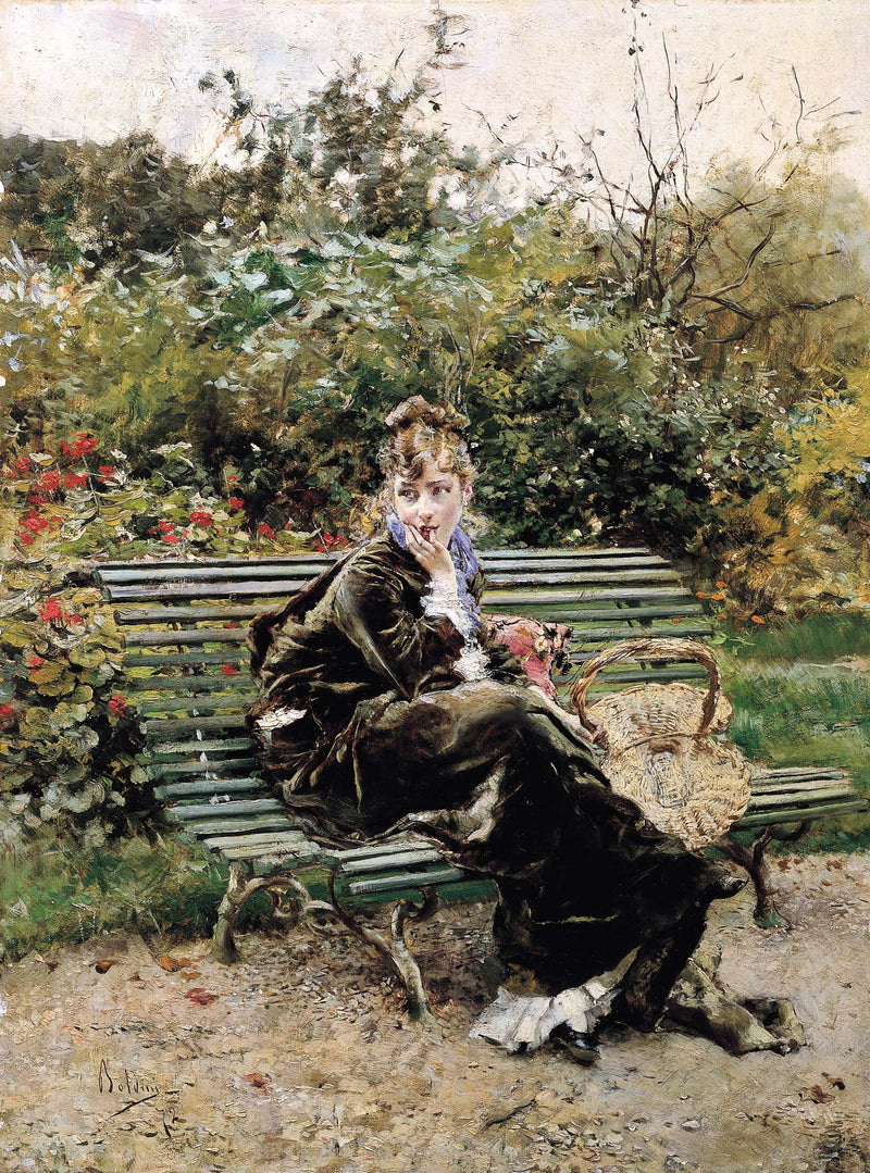 On a bench in the woods - Giovanni Boldini