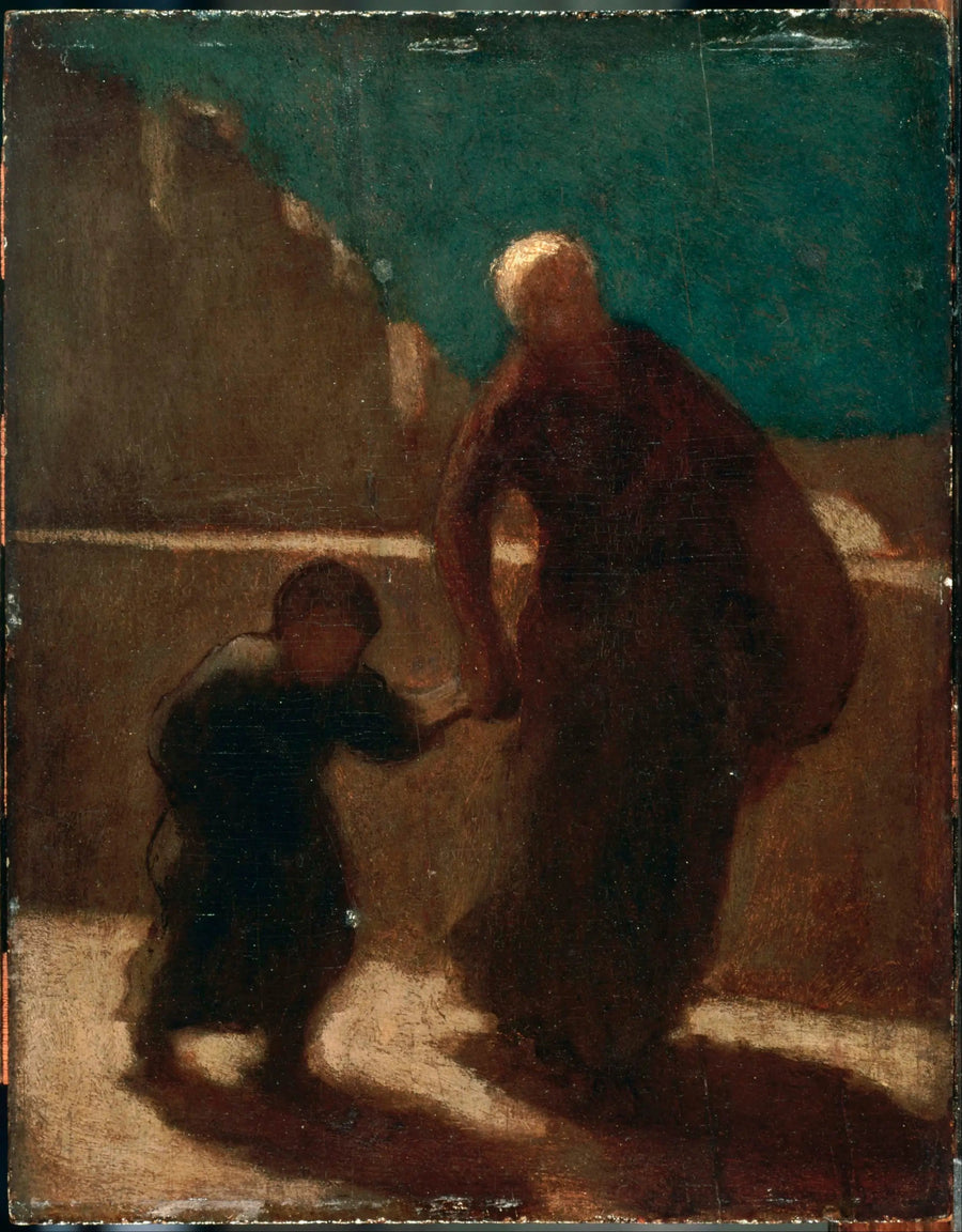 On a bridge at night - Honoré Daumier
