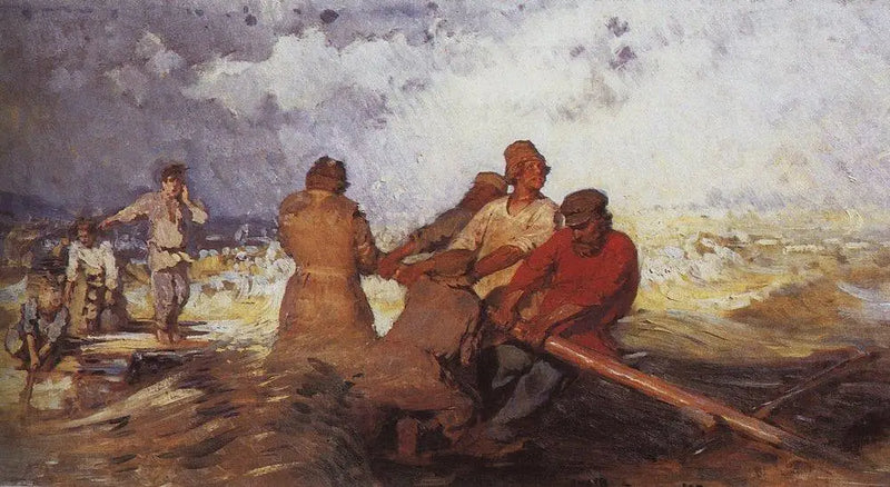 On a Raft in the Storm on the Volga - Ilya Repin