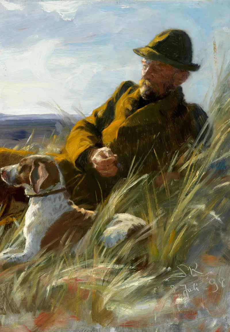 Surplantation of C. F. Dahlerup with Jagthund. - Peder Severin Krøyer