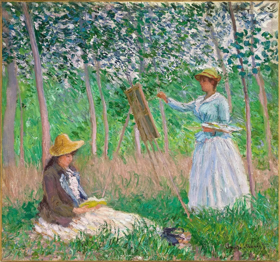 Suzanne reading and Blanche painting - Claude Monet