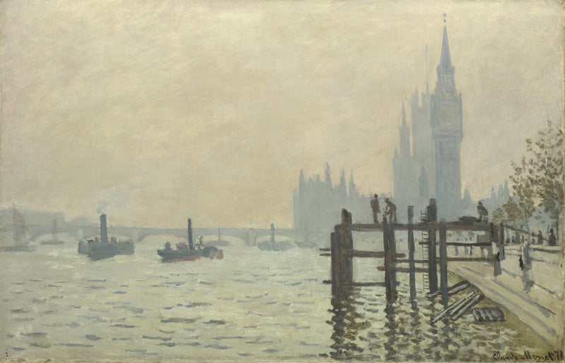 The Thames downstream from Westminster W166 - Claude Monet