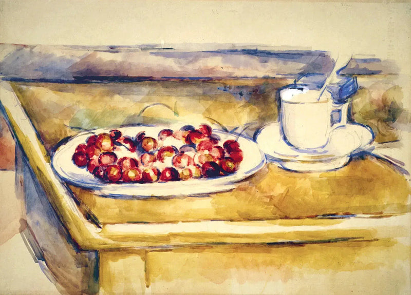 Cup and Plate of Cherries - Paul Cézanne