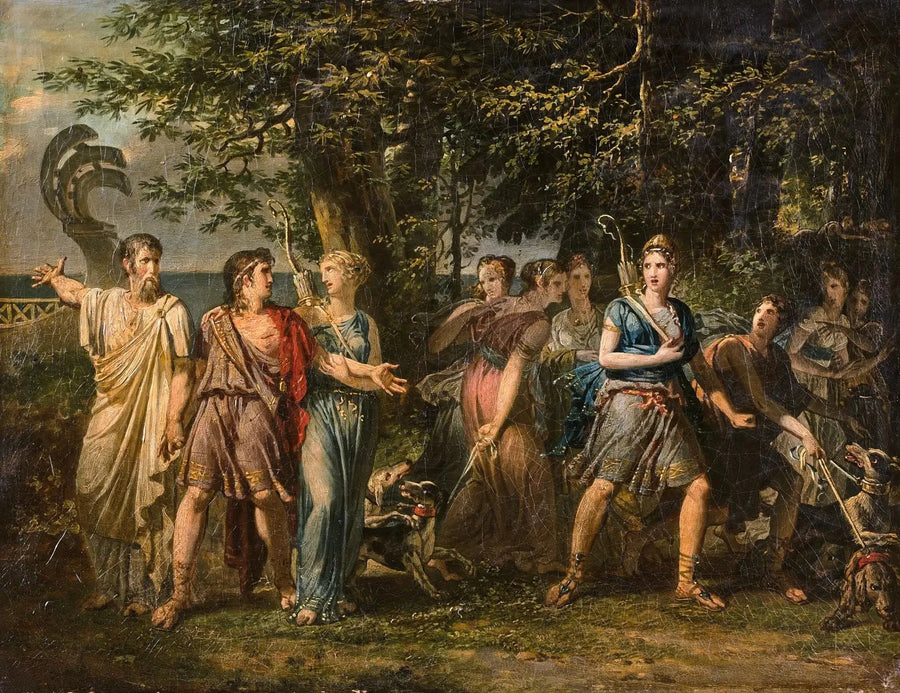 Télémaque, pressed by Mentor, quitte l'île de Calypso - Charles Meynier