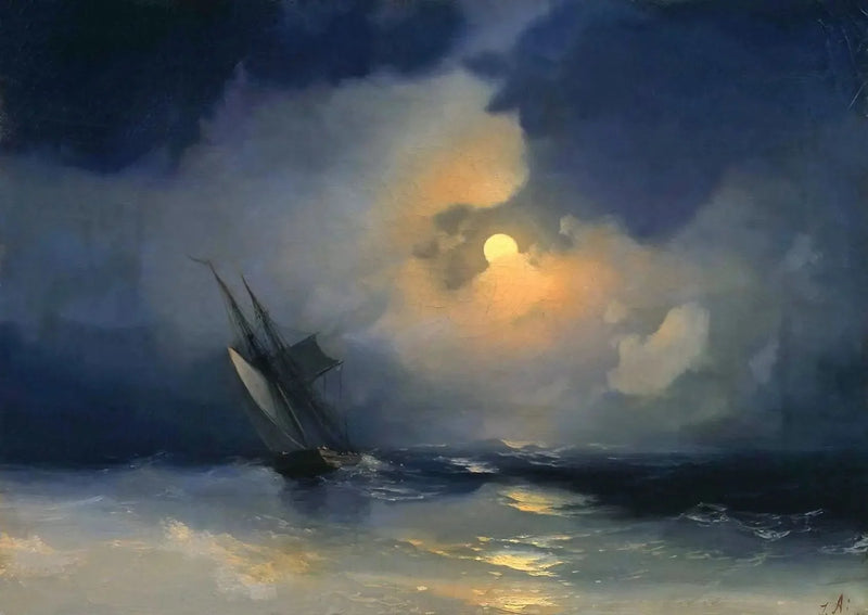 Storm at Sea by a Full Moon Night - Ivan Aïvazovski