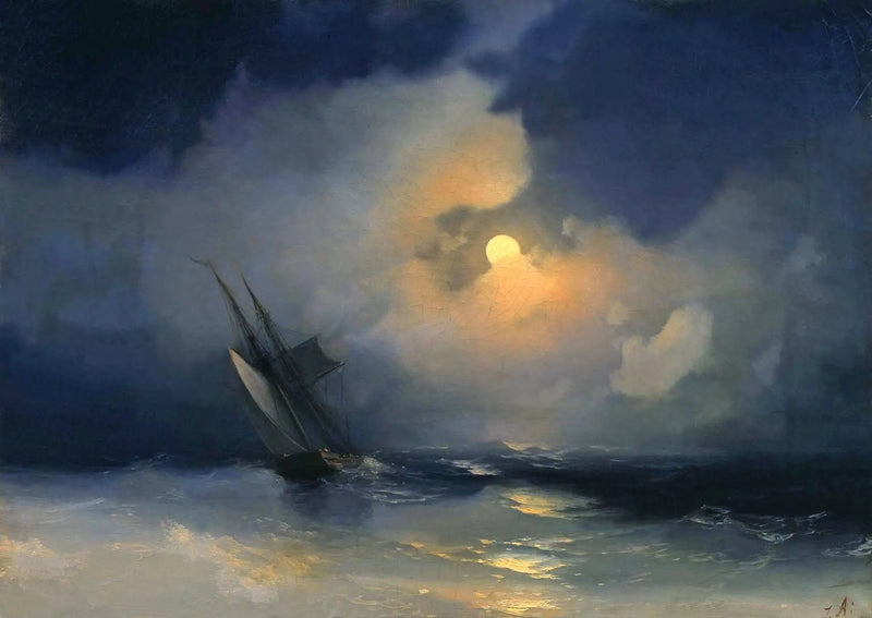 Storm at Sea by a Full Moon Night - Ivan Aïvazovski