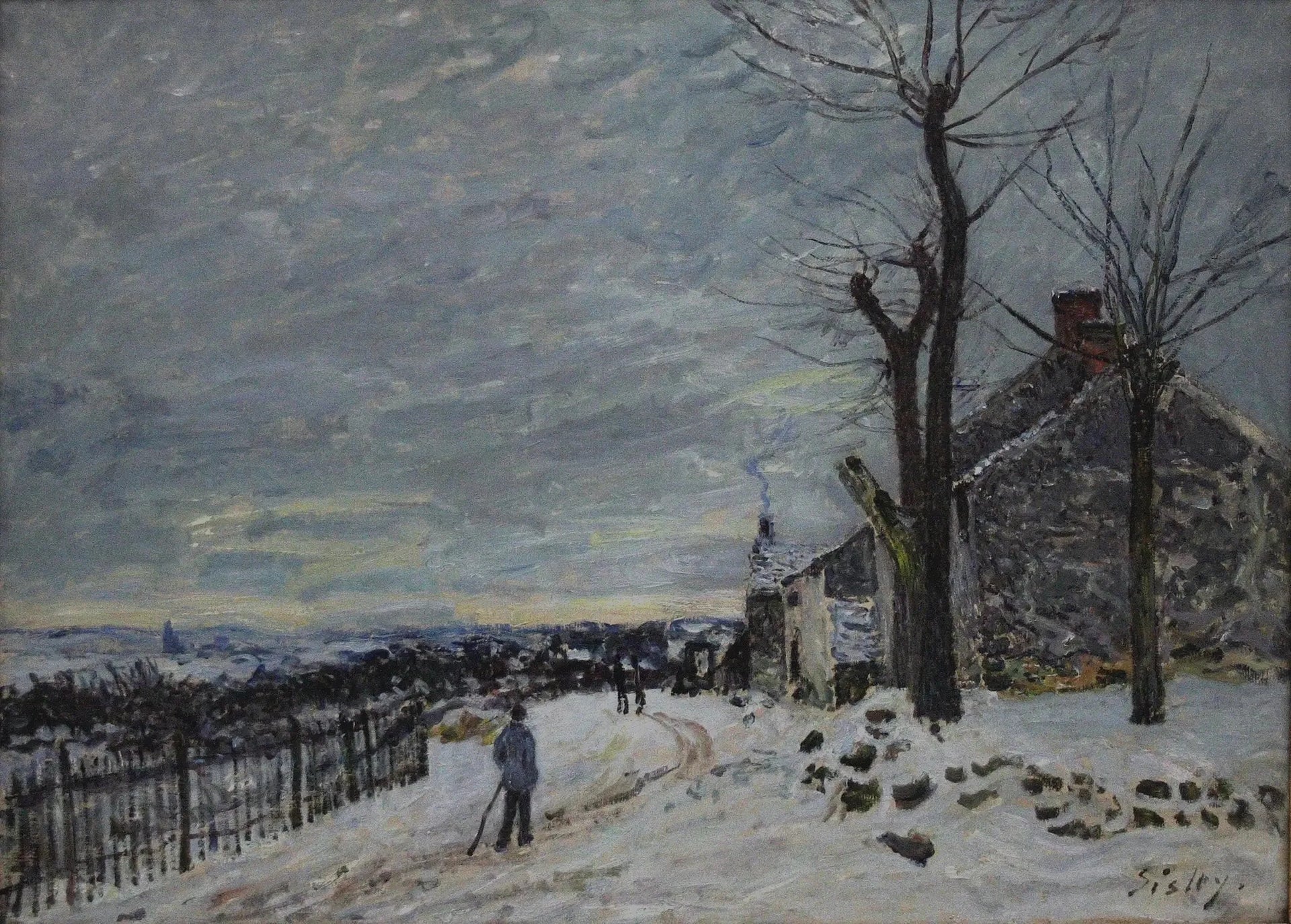 Temps de neige à Veneux-Nadon - Alfred Sisley image 1 copie de tableau peinte à la main