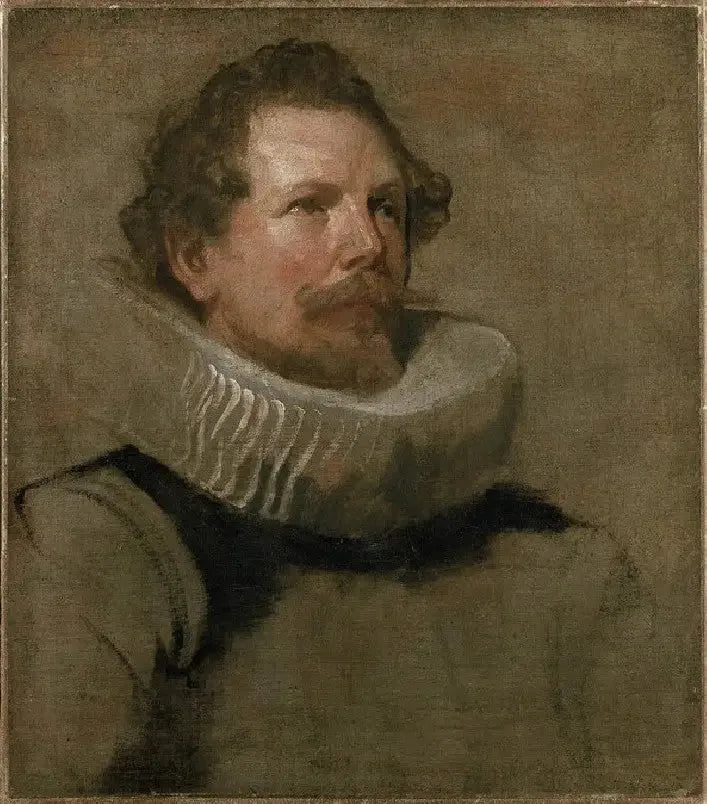 Tête d'un homme barbu portant une fraise à roue - Antoine van Dyck image 1 tableau peint à l’huile sur toile