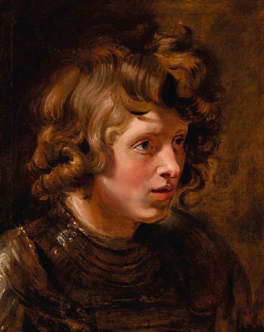 Head of a Young Man Wearing Armor - Peter Paul Rubens