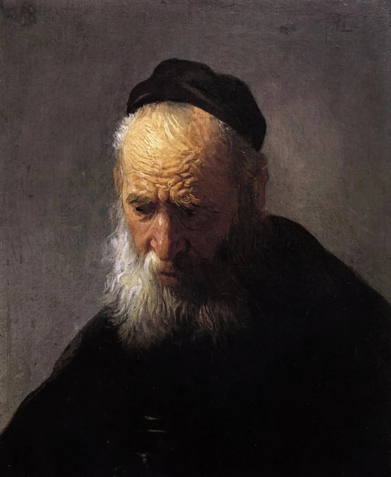 Head of an old man wearing a cap - Rembrandt