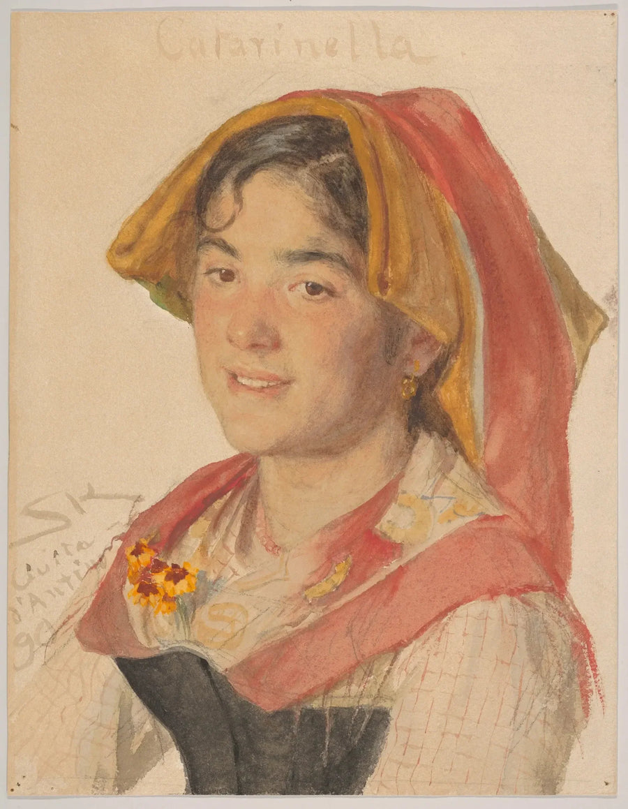 Head of a girl from Civita d'Antino in regional costume (Catarinella)