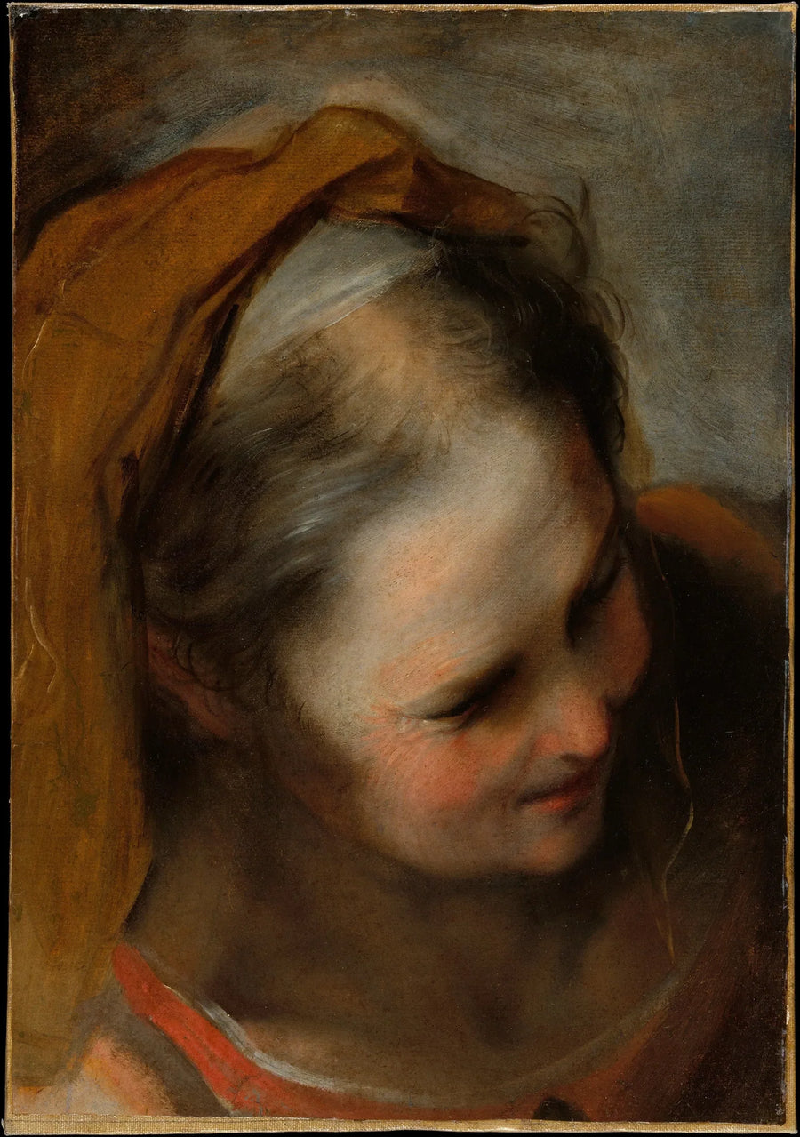Head of an old woman looking down to the right (Saint Elizabeth) - Federico Barroci