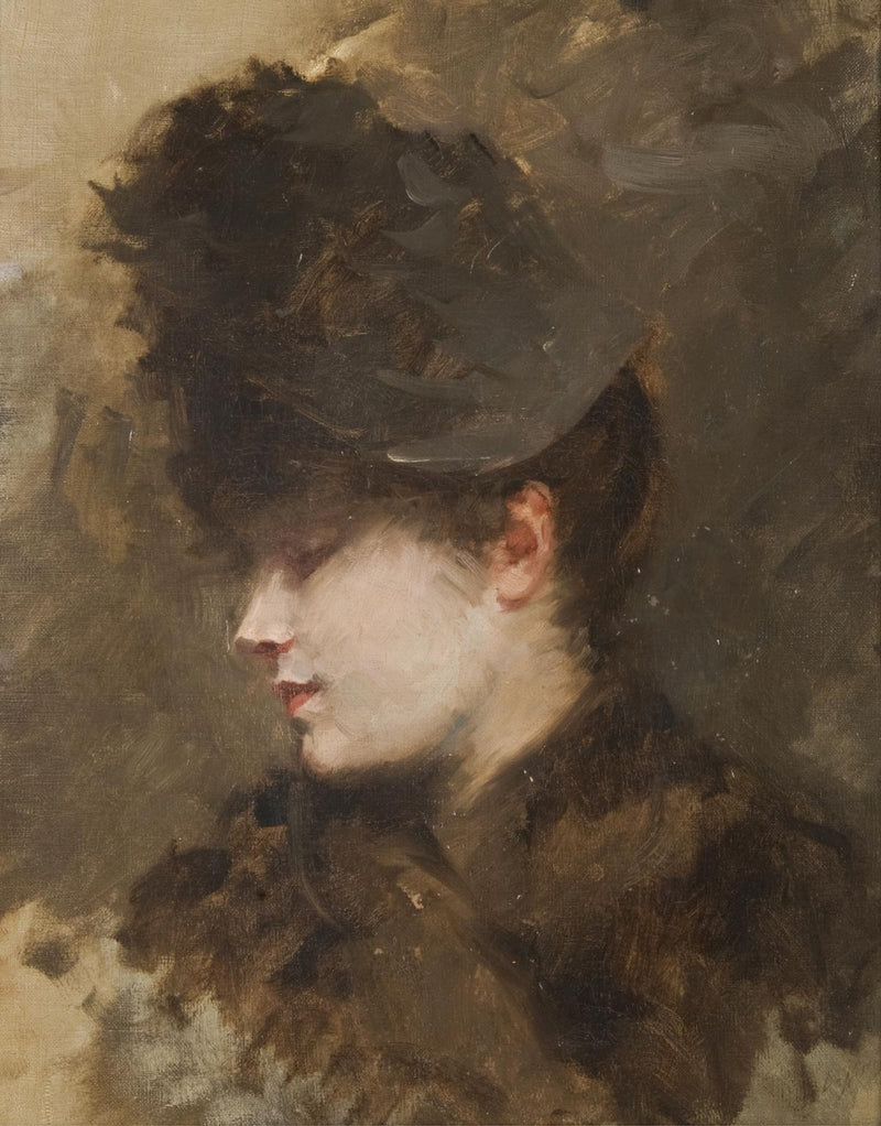 Head of a Woman with Hat, in Profile - Giuseppe De Nittis