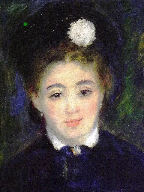 Head of a Woman in Black - Pierre-Auguste Renoir