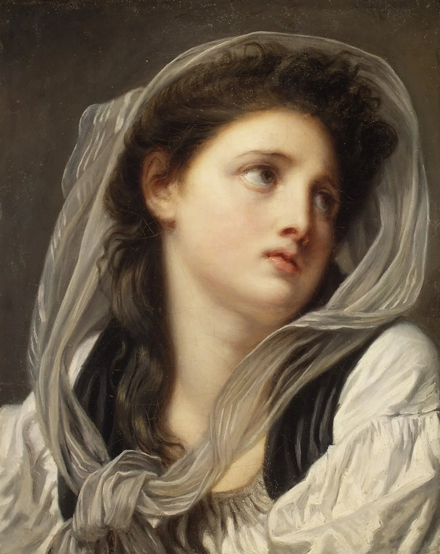 Head of a Young Woman - Jean-Baptiste Greuze