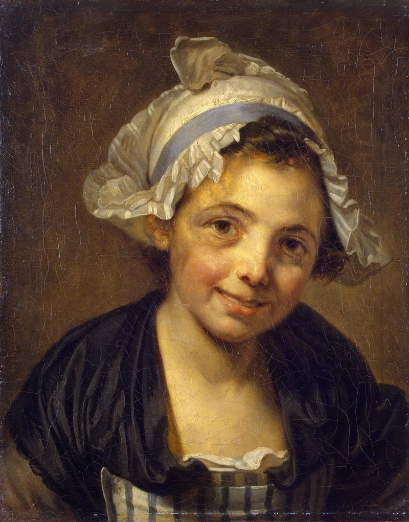 Head of a Young Girl with a Bonnet - Jean-Baptiste Greuze