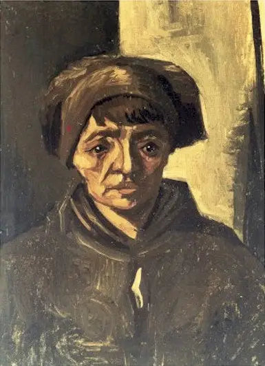 Peasant Woman's Head with Black Bonnet - Vincent van Gogh