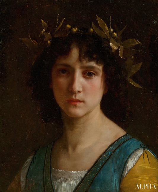 Tête d’Italienne avec une couronne de laurier - William Bouguereau Reproductions de tableaux à la peinture à l’huile