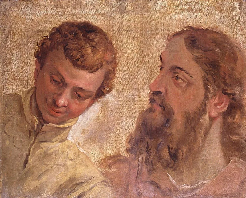Heads of a Boy and a Bearded Man (an Apostle) - Sebastiano Ricci