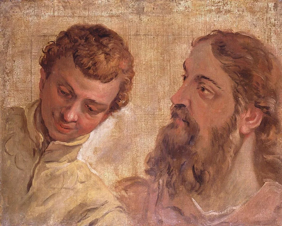 Heads of a Boy and a Bearded Man (an Apostle) - Sebastiano Ricci