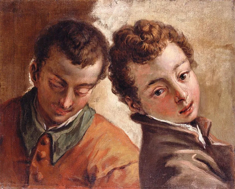 Juxtaposed Heads of a Young Man and a Boy - Sebastiano Ricci