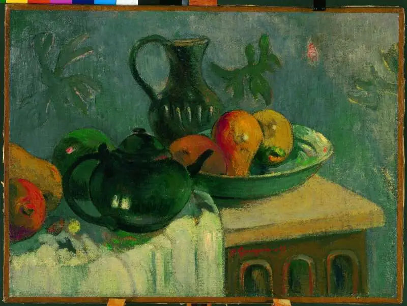 Teapot, jug, and fruits - Paul Gauguin