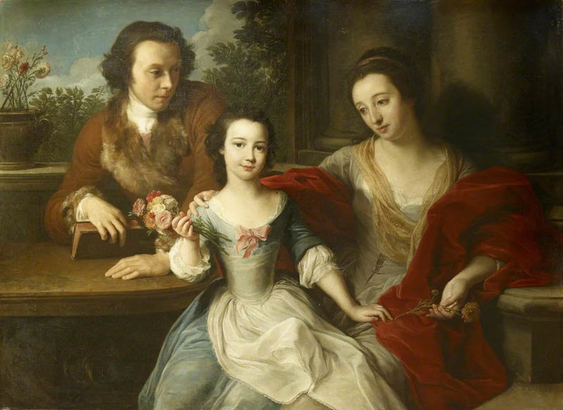 Thomas Barrett-Lennard (1717–1786), future 17th Lord Dacre, with his wife, Anna Maria Pratt (deceased in 1806), and their daughter, Barbara Anne - Pompeo Batoni