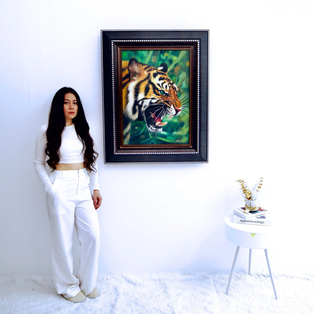 Tiger with Green Eyes - Ketwalin | 50 x 70 cm Reproductions de tableaux à la peinture à l’huile