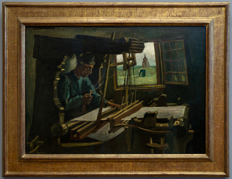Weber in front of an open window with a view of the Tower of Nuenen - Vincent van Gogh