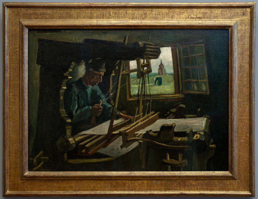 Weber in front of an open window with a view of the Tower of Nuenen - Vincent van Gogh