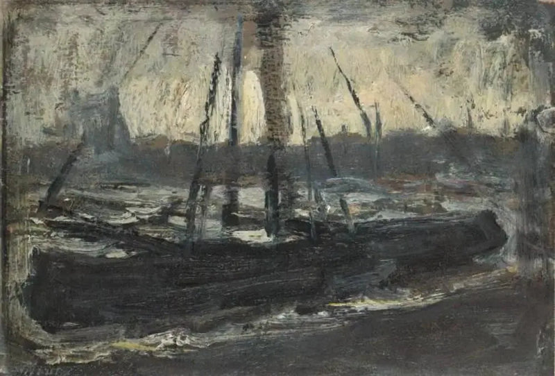 Moored Tjalk in Purple - Piet Mondrian