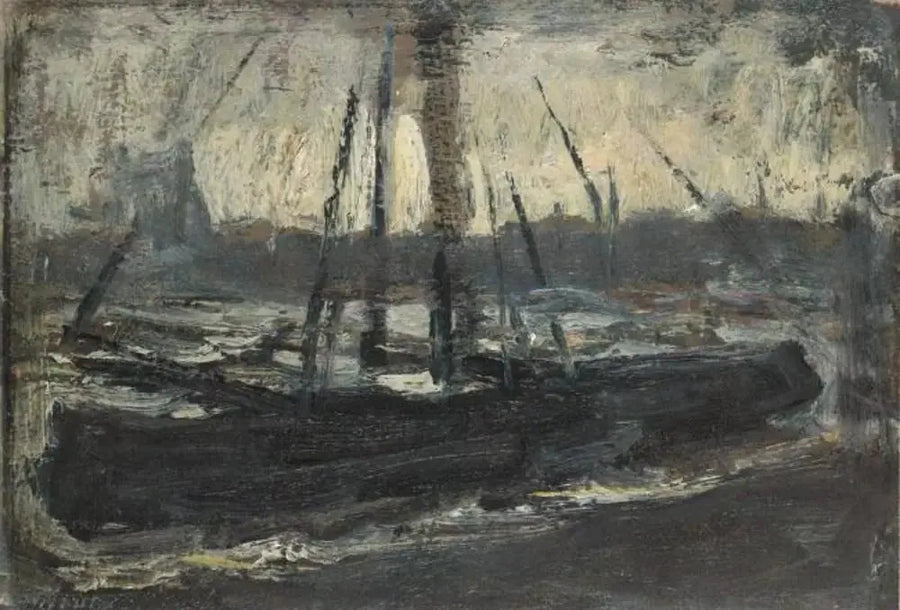 Moored Tjalk in Purple - Piet Mondrian