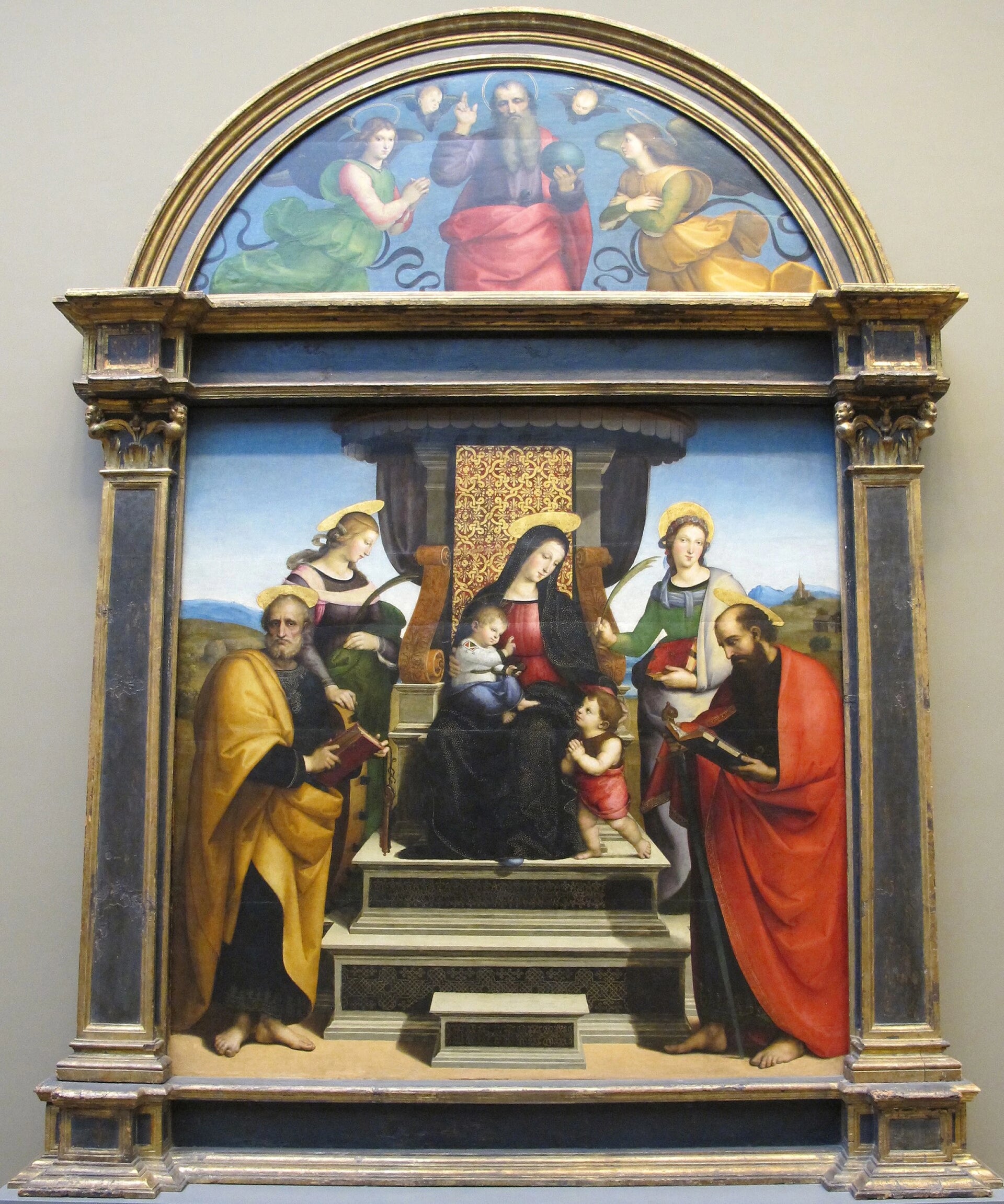 La Vierge et l'Enfant trônant avec des saints - Raphaël Sanzio - Réproduction huile sur toile