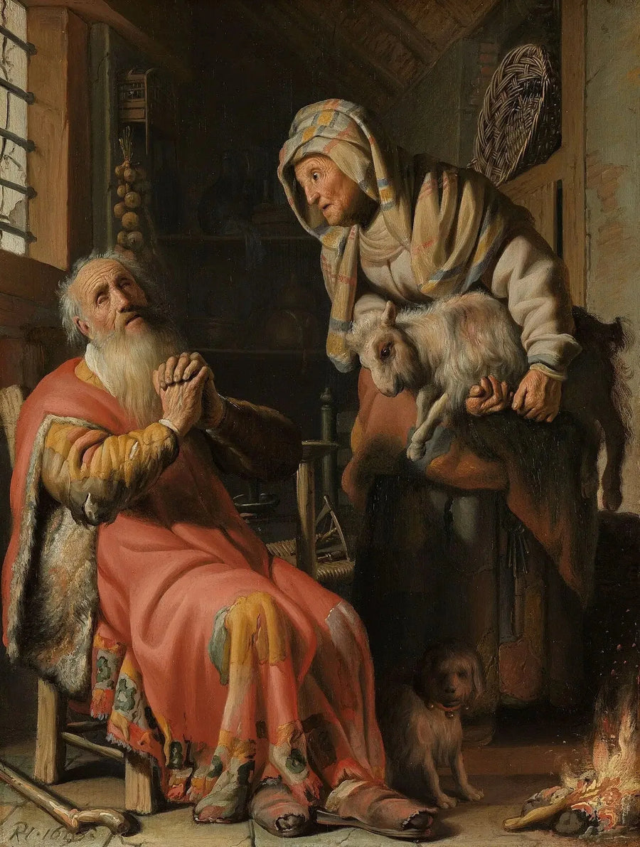 Tobias and Anna with a Little Goat - Rembrandt