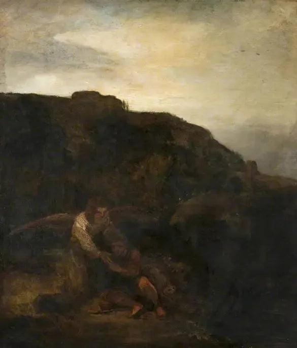 Tobit and the Angel in a Landscape - Rembrandt