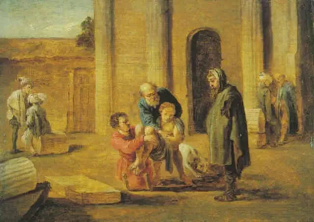 Tobie et l'Israélite mort (d'après Domenico Fetti) - David Teniers the Younger