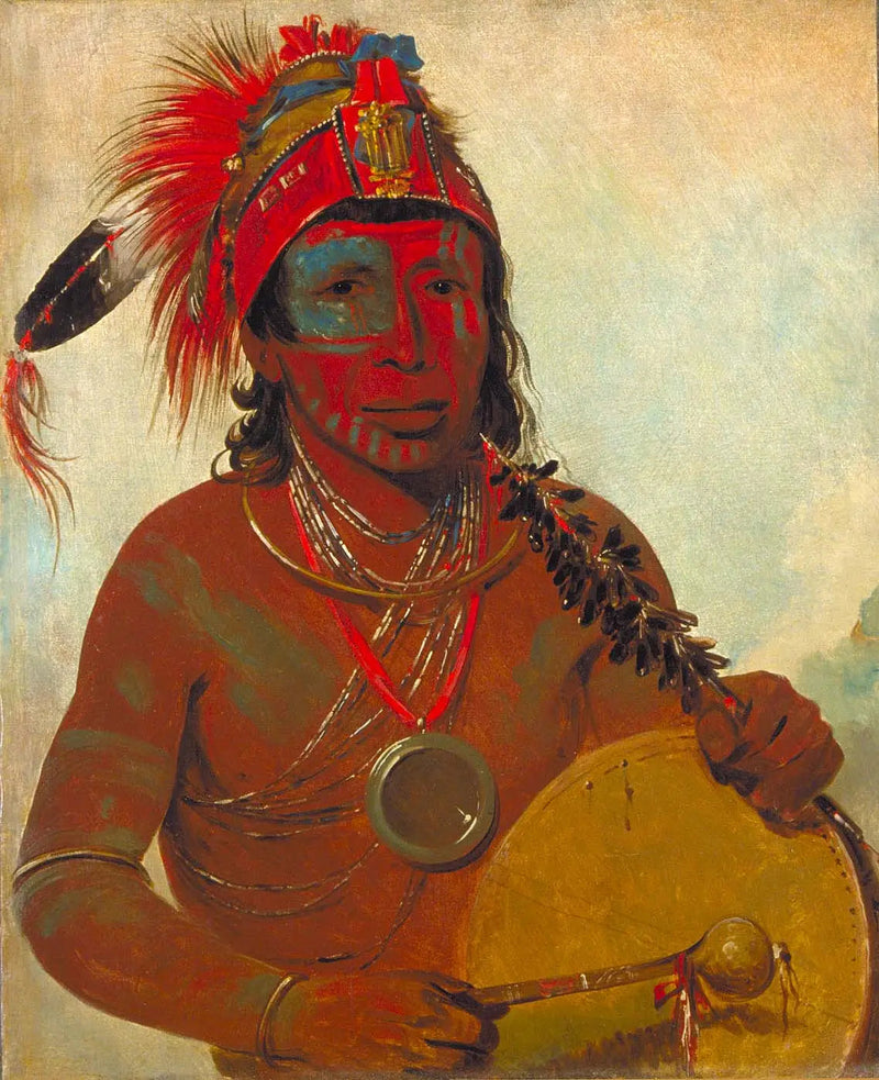 Tóh-to-wah-kón-da-pee, Blue Medicine, a healer from the Ting-ta-to-ah group - George Catlin