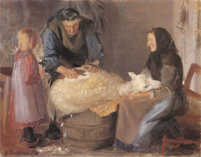 Sheep shearing - Anna Ancher