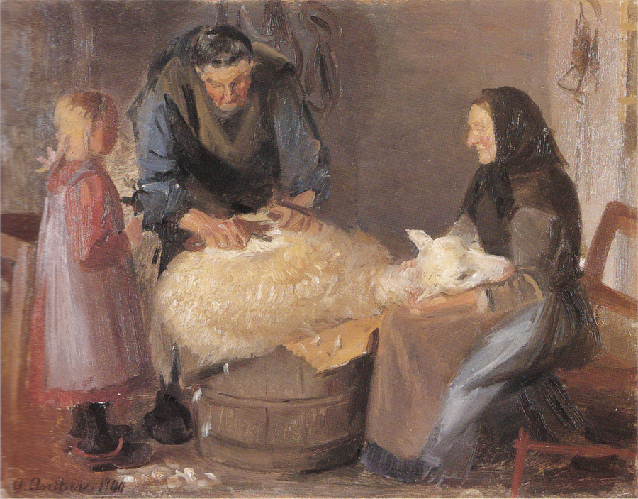 Sheep shearing - Anna Ancher