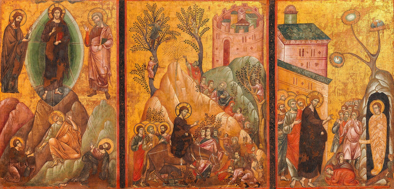 Transfiguration, Entry of Christ into Jerusalem and Resurrection of Lazarus - Guido da Siena