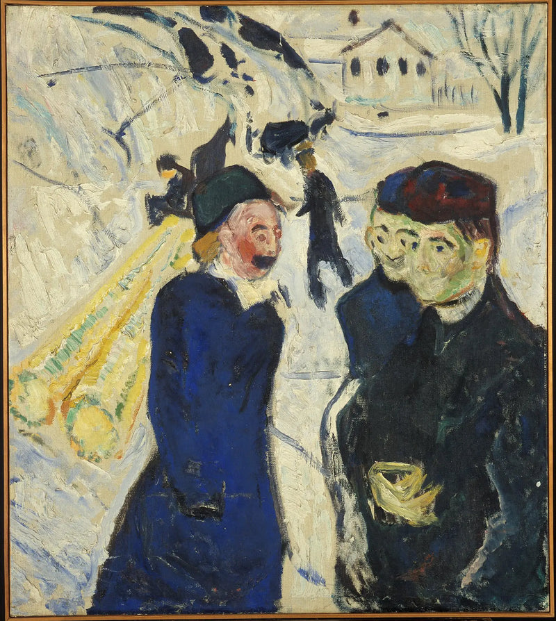 Passenger and timber transport on a street in Kragerø - Edvard Munch