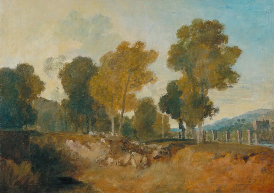 Trees beside the River, with Bridge in the Middle Distance - J. M. W. Turner