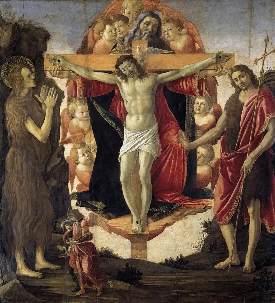 The Trinity with Saint Mary Magdalene and Saint John the Baptist, circa 1491-1494 - Botticelli and workshop