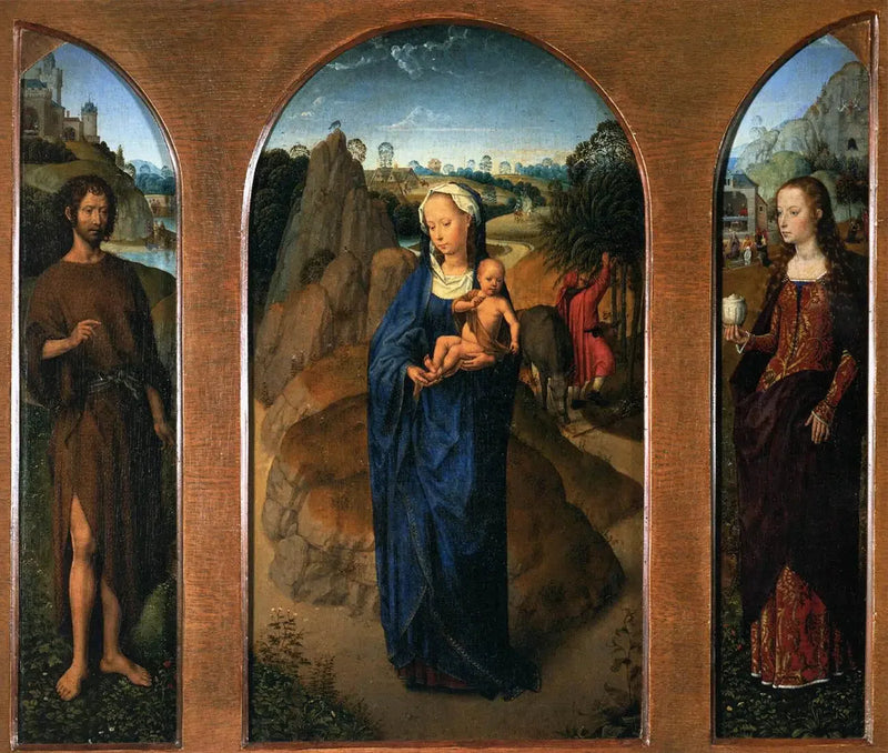 Triptych with the Rest During the Flight into Egypt - Hans Memling