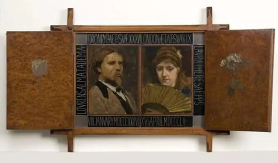Triptych with portrait of the painter Lawrence Alma Tadema and his second wife - Lawrence Alma-Tadema