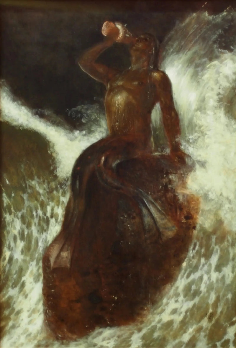 Triton blowing through a seashell in the waves - Arnold Böcklin