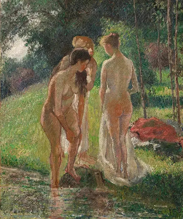 Three Bathers Emerging from the Bath - Camille Pissarro